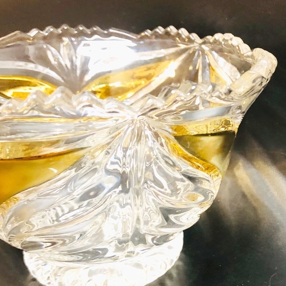 Vintage 80s Anna Hutte Bleikristall 24% Lead Crystal Hand Painted Gold 6” Bowl - Picture 6 of 9